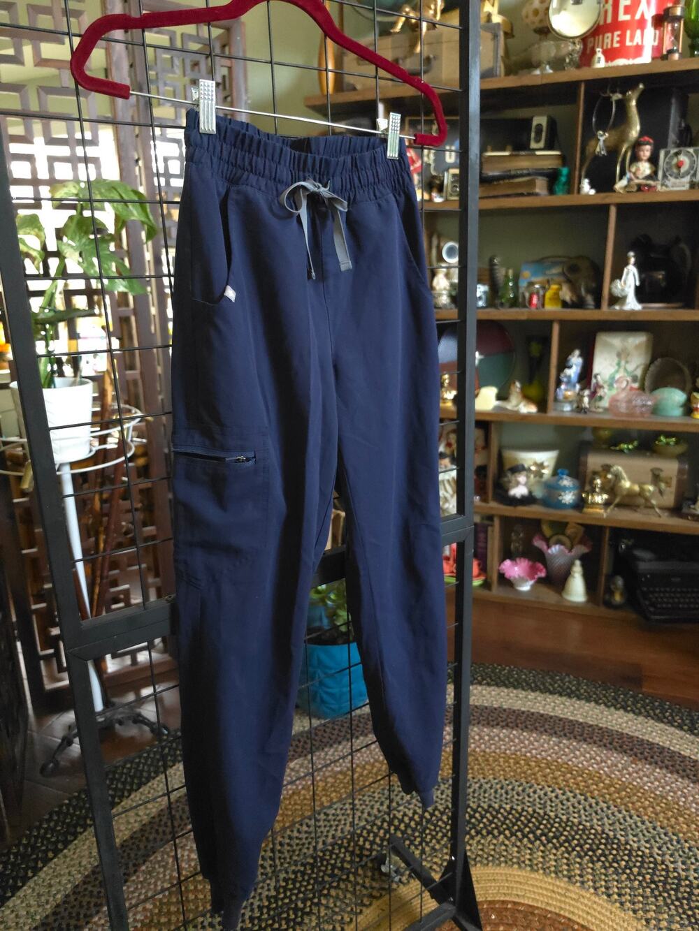 FIGS Navy Zamora Jogger Scrub Pants XXS -Broken Zipper